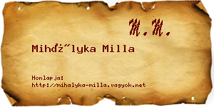 Mihályka Milla névjegykártya